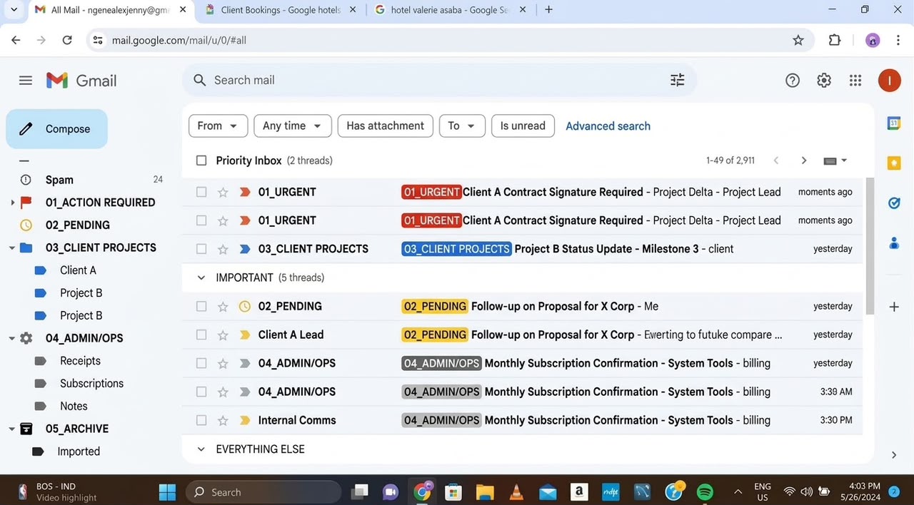Email Management example